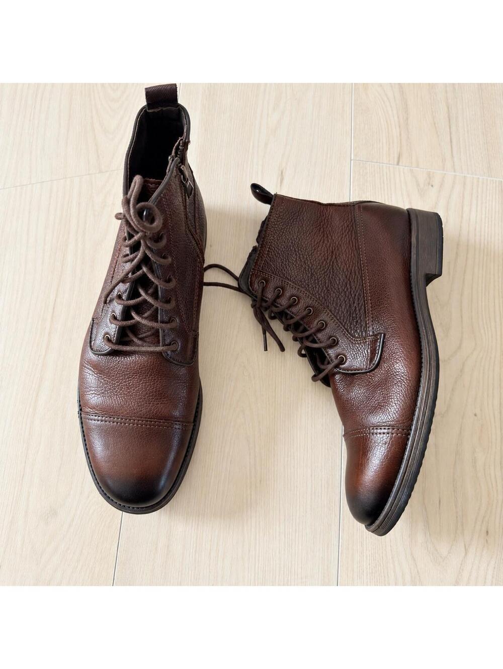 Geox us 8 Jaylon B U54Y7B Men’s Brown Leather Lace Up Ankle Boots Side Zip